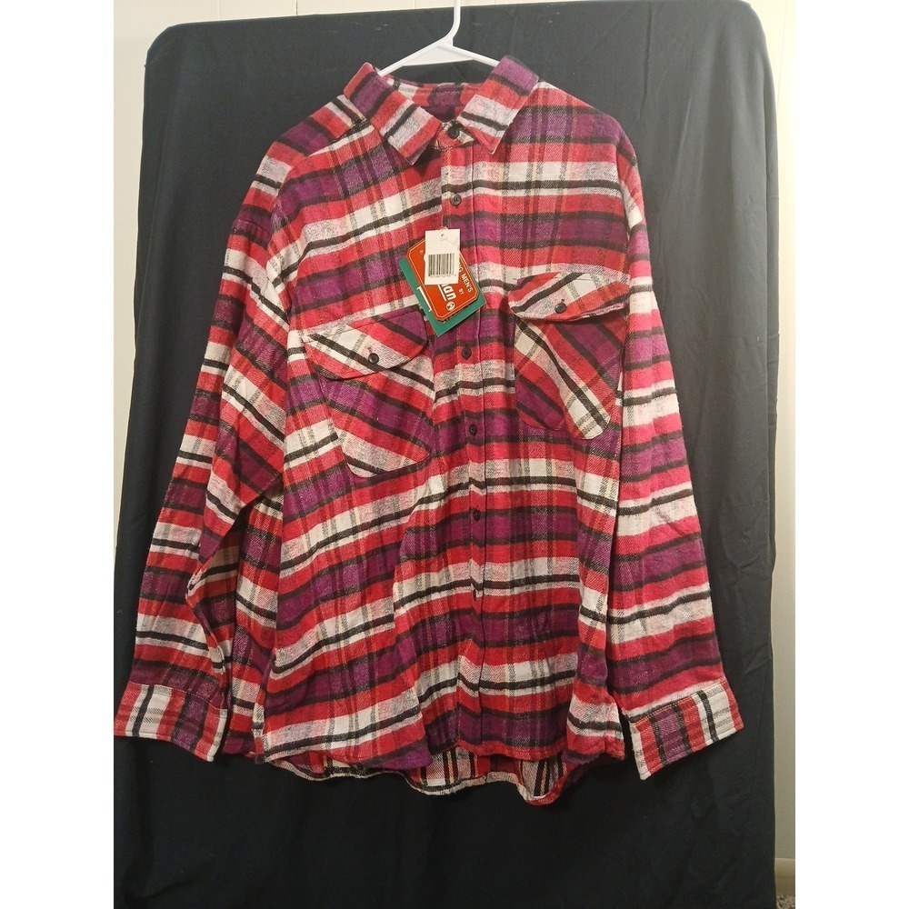 New COLEMAN Big MenFlannel Shirt Red Black Plaid Button Up Sz XXL NWT Outdoor!